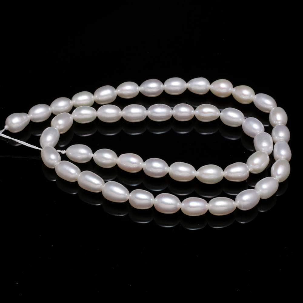 Pearl Beads, Natural Oval Freshwater Cultured Pearl Loose Beads 6-7mm 14.2 inch Quality Level A (2 Strands) for Jewelry Making Deco Charms Necklace as Gift - Image 3