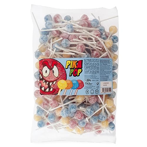Caramelos Cerdán - Caramelo con Palo y rebozado Pica Pica | Bolsa de 200 Uds | Caramelo Duro sin Gluten ni Alérgenos Sabor Limón, Naranja, Cola y Cereza PIKA POP | Ideal para Fiestas y Cumpleaños
