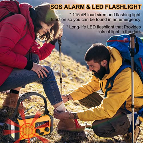 Sprgri Weather Radio, 10000Mah Emergency Solar Am/Fm/Noaa Radio, Rechargeable, Portable Hand Crank Dynamo Radio, With Led Torch, Reading Lamp, Usb Phone Charger, Sos Alarm, For Outdoor Camping Hiking #TOP4
