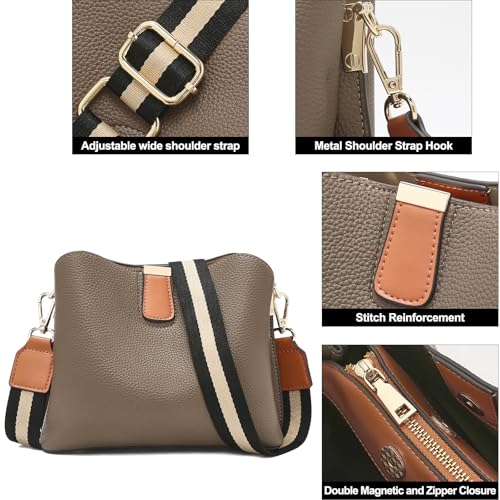 FOXLOVER Lichee Pattern Crossbody Bags for Women Vegan Leather Purses Trendy Shoulder Handbags with Wide Strap4