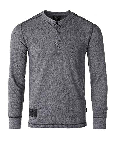 ZIMEGO Men's Vintage Long Sleeve Slim Fit Lightweight Thermal Casual Henley Shirts Charcoal