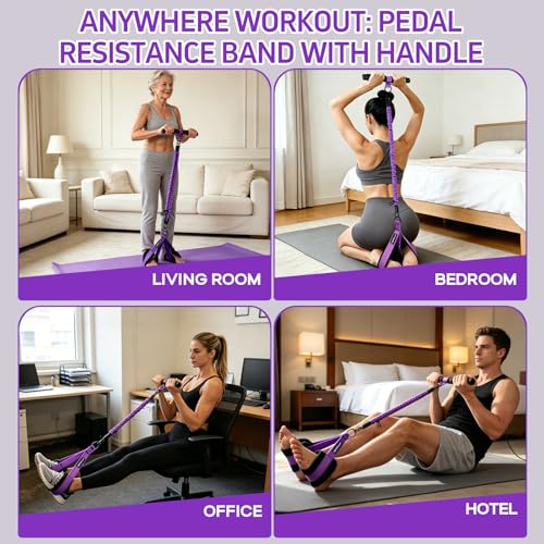 Multifunction Pedal Resistance Band with Handle, 3 Tube Adjustable 30/40/50LB Foot Pedal Puller Resistance Bands with Poster, Extended Length Tension Rope for Men Women Full Body Workout Home Gym by Varillo - Image 7