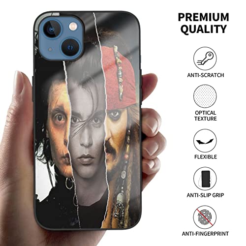 Merohoro Johnny Depp Phone Case For Iphone 13, Tempered Glass Back Cover & Tpu Soft-Frame Case Compatible With Iphone 13 / Iphone 13 Mini, Shock-Proof, Throw-Proof White #TOP2