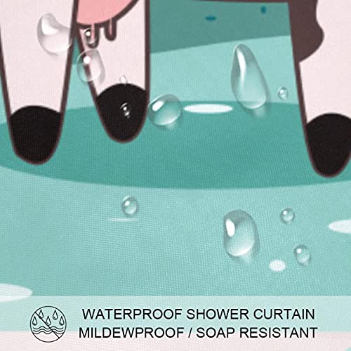 Rideau de douche vache rose 167x182 cm motif bovin original - 4