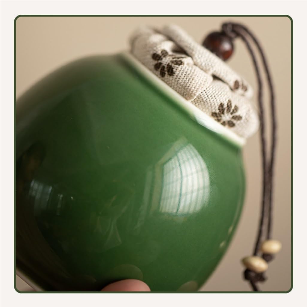 Ceramiczny pojemnik na herbatę, mały okrągły słoik z glazurą, do przechowywania herbaty, chiński mały zestaw do herbaty, szczelny słoik do przechowywania herbaty