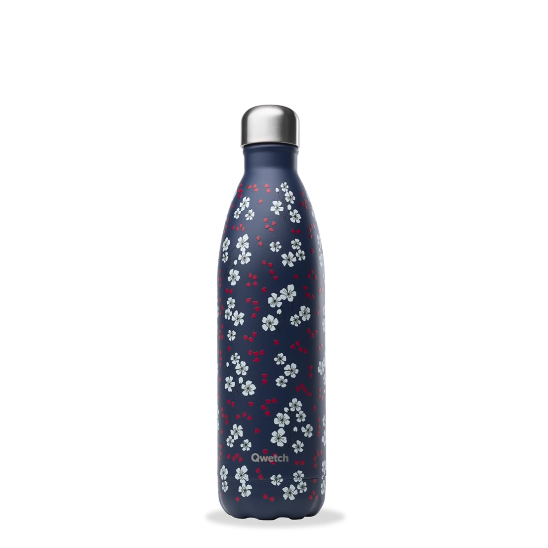 Qwetch – Botella isotérmica original Hanami azul 750 ml – 24 h fría y 12 h caliente, impermeable, sin BPA y reutilizable, botella de acero inoxidable isotérmica para deporte, viajes, oficina,