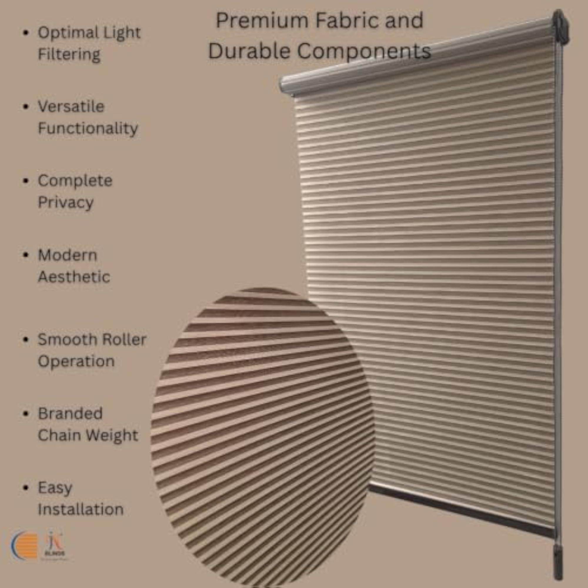 Roller Blind for Windows, Translucent Fabric Shade