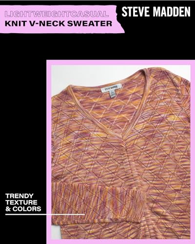 Image of Steve Madden Girls' Shirt -Lightweight Casual Knit V-Neck Long Sleeve Shirt - Cute Top for Girls (4-16)