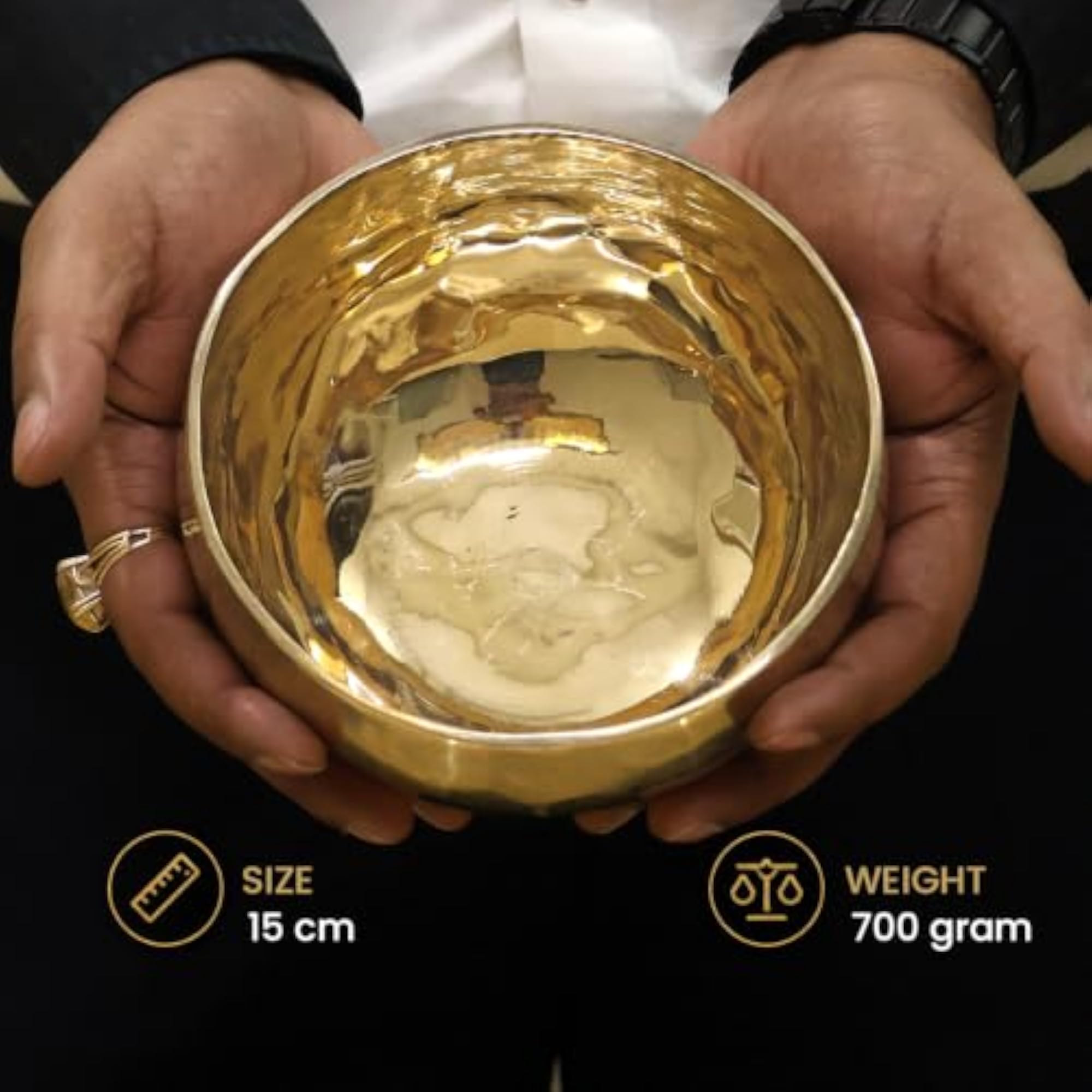 Tibetan Singing Bowl Set, 15 cm Pure Brass Meditation Bowl