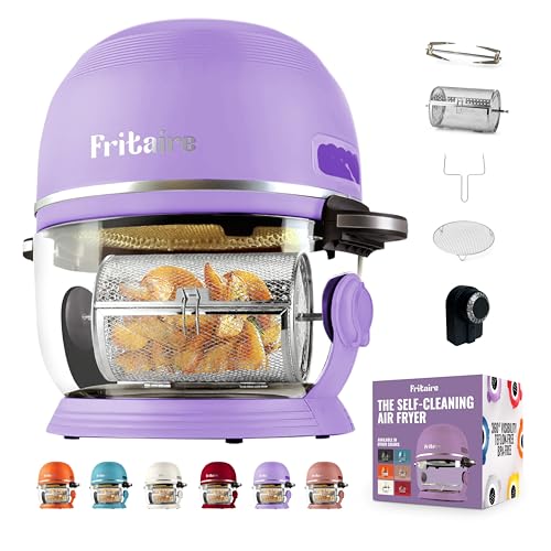 Non Toxic Air Fryer™ - Glass AirFryer 5 Quart w/ 360 Visibility, Self-Cleaning, 400F Vortex Air Fryer for Even Cooking, BPA-Free Teflon Free, 6-in-1 Functions, Rotisserie, Roast, Bake, Lavender