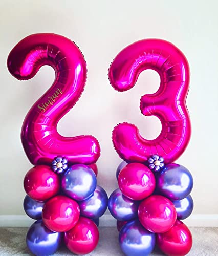 Image of 40 Inch Hot Pink 20 Number Balloons Giant 20 Balloons Hot Pink Birthday 20 Balloons 20th Birthday Anniversary Party Decorations Supplies
