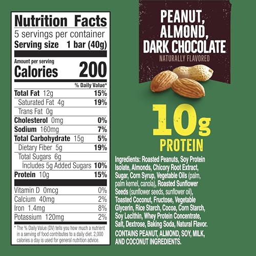 Image of Nature Valley Chewy Protein Granola Bars, Peanut Almond Dark Chocolate, 5 Bars, 7.1 OZ