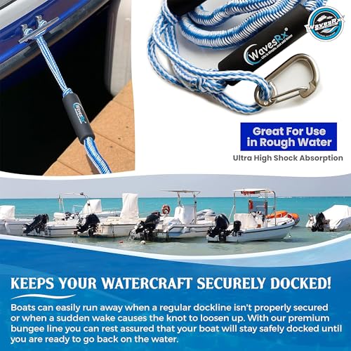 image for WAVESRX DockingPal - Premium Bungee Dock Line for Boats & PWC | Elasti