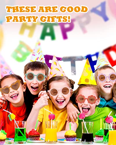 Queekay 24 Pcs Kids Flower Sunglasses Bulk Round Heart Shaped Toddler Sunglasses Colorful Beach Eyewear for Toddler Girl Boy Outdoor Holiday Parties End of the Year School Students Gifts3