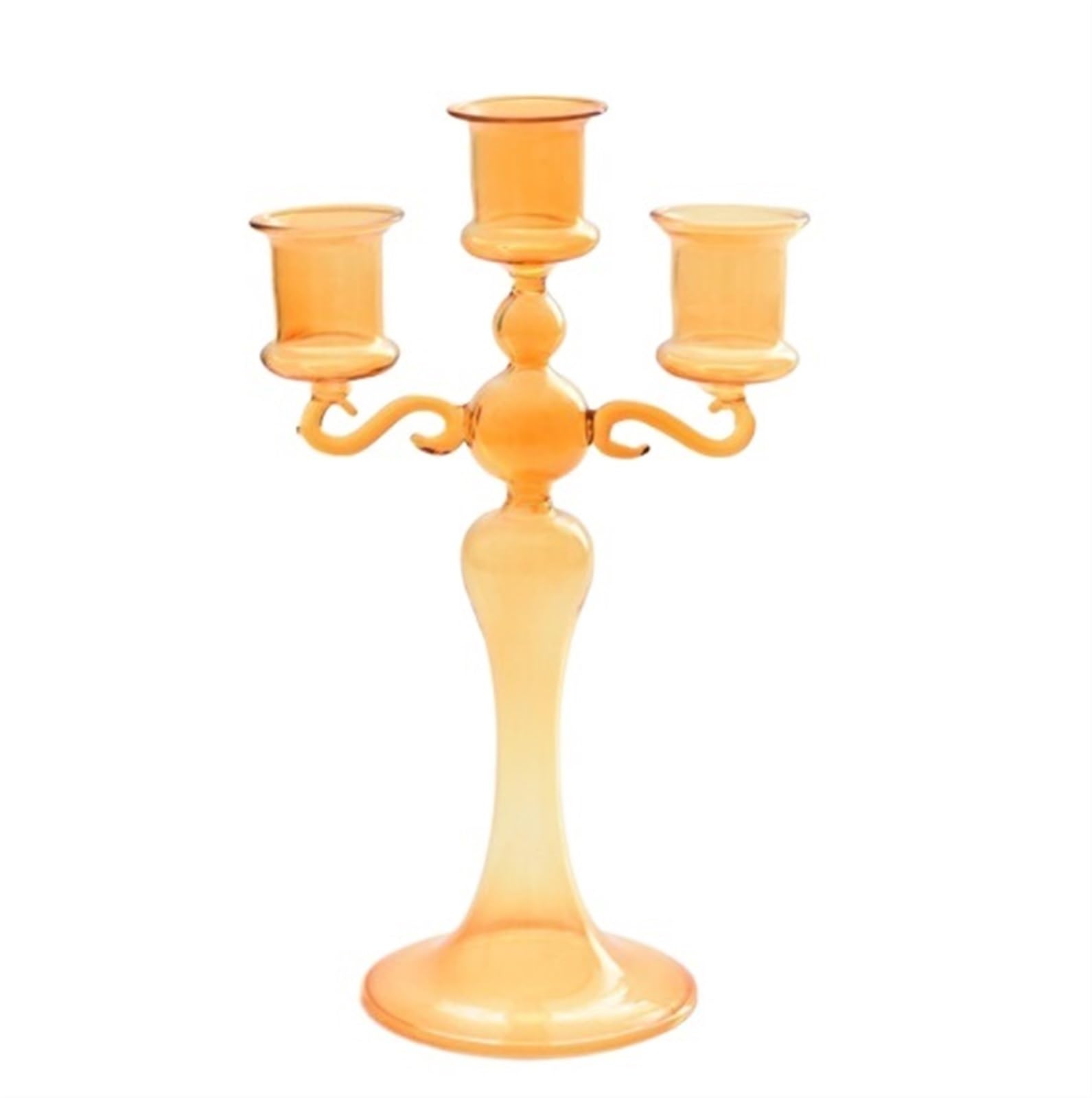 Candelero Candelabro De Cristal 3 Brazos, Ramas, Boda, Decoración del Hogar Decorativos(Yellow)