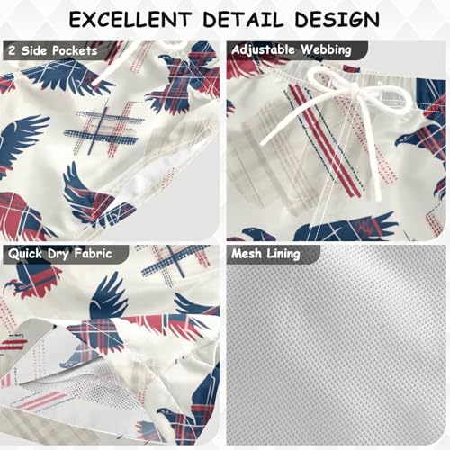 Red Blue Big Bird Boys Swimming Shorts Boys Beach Shorts Quick Dry with Pocket Beach Hawaii Vacation 2T3