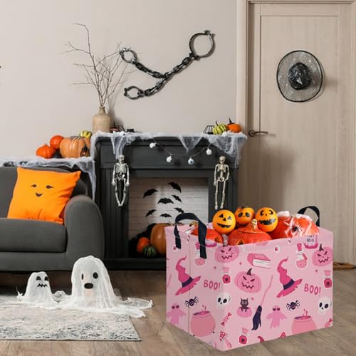 Image of Halloween Ghost thriller basket,Empty Halloween basket,Horror and thriller decor,Trick or Treat Box for Boys and Girls,Horror decor(Pink pumpkin)