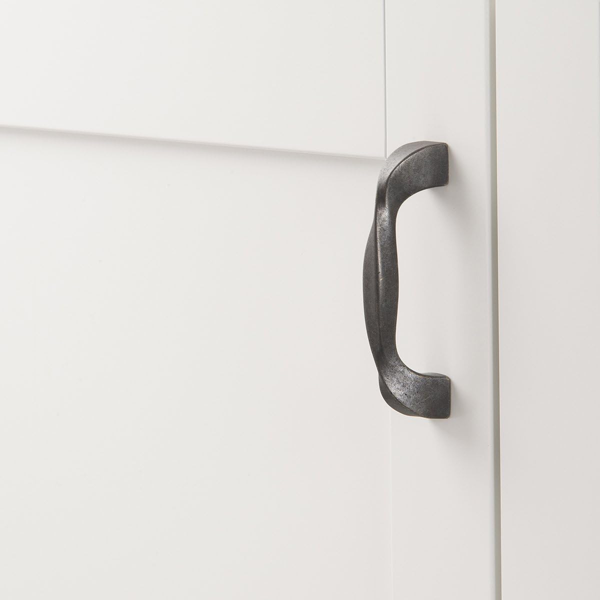 Hickory Hardware 10 Pack Solid Core Kitchen Cabinet Pulls, Luxury Cabinet Handles, Hardware for Doors & Dresser Drawers, 3 Inch Hole Center, Black Iron, Twist Collection