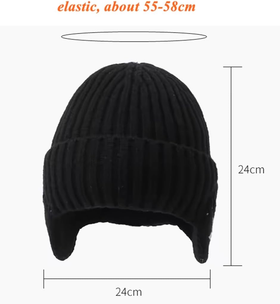 2 Pack Winter Hats with Earflap for Men Warm Knit Beanie Hats Outdoor Cold Weather, Thick and Soft Winter Skull Cap - Image 3