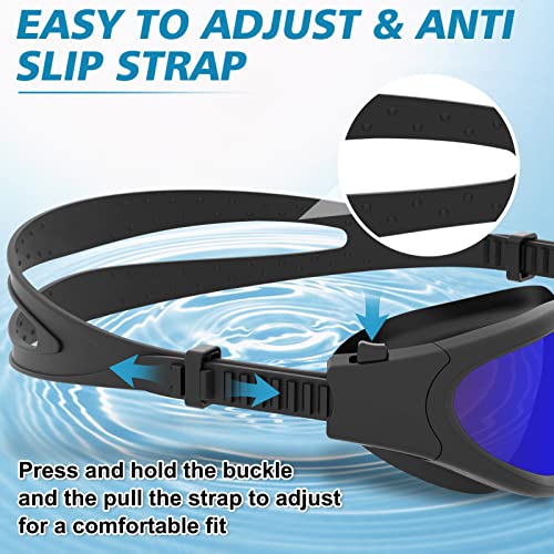 Hotsrace Swimming Goggles Full Black With Blue Lenses #TOP4