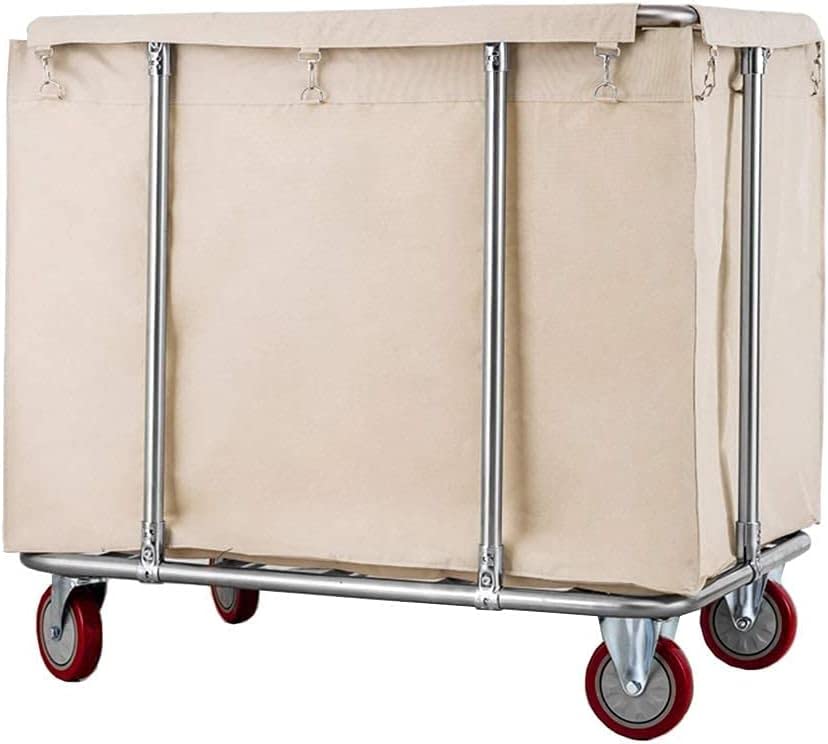 DFEDHF Large Movable Trolleys, Kitchen Storage Hand Trucks, Beige Laundry Cart,Heavy Duty Mobile Laundry Sorter Trolley for Hospitals,Hotel