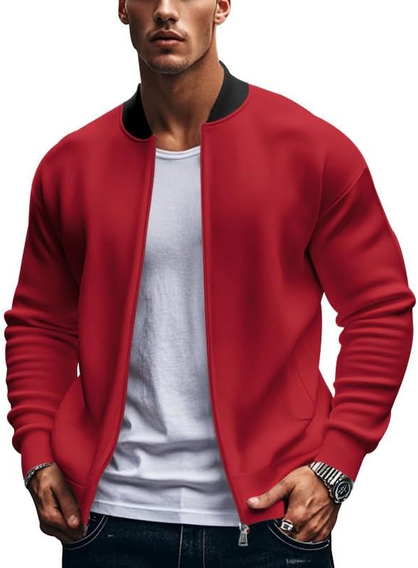 Men's Athletic Jacket - Lightweight Full Zip Stand Collar Slim Fit Outerwear for Spring Casual Wear - Image 3
