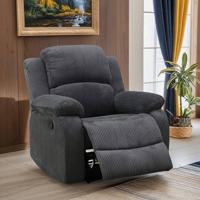 Image of Power Lazy Boy Recliner Chair, Single Leather Reclining Chair with Home Theater Seating, Electric Oversized Recliner Sofa Breathable Living Room Chairs for Adults Reading Gaming, Grey