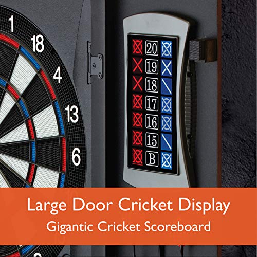 Fat Cat Mercury Electronic Dartboard, Built In Cabinet Doors With Integrated Scoreboard, Dart Storage For 6 Darts, Dual Display In Two Colors, Compact Target Face For Fast Play #TOP6