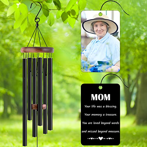Image of Personalized Custom Wind Chimes Memorial Gift for Loss of Loved One Mother Dad Mom Dog Pets Customized Outdoor Sympathy Wind Chimes with Photo Text