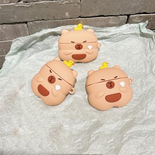 Rertnocnf Case Compatible with 2024 Airpods 4, Cute Kawaii Capybara Design Case Cover, Fashion Portable Earbuds Accessories Soft Silicone Wireless Earphone Shockproof Protector with Hook by Rertnocnf - Image 2