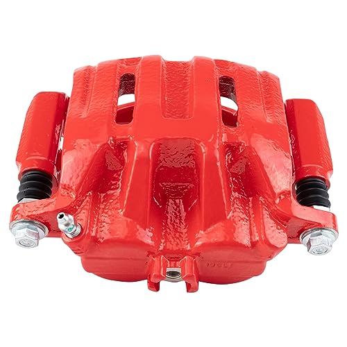 Image of TRQ Front Left Brake Caliper w /Bracket Performance Red Drivers Side | For 2007-2012 Acura RDX 2010-2011 Honda Accord Crosstour 2007-2016 CR-V 2005-2010 Odyssey