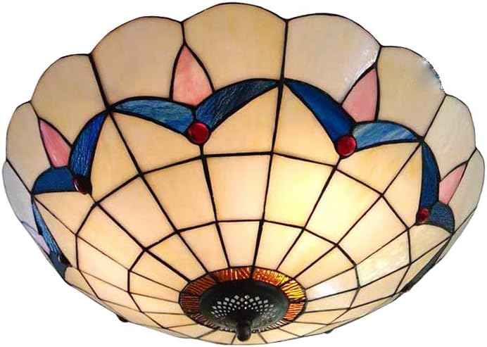 RUNNUP Industrial 12" Wide Flush Mount Ceiling Light Fixture with Glass Tulip Shade Ceiling Lamp in Beige