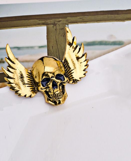 Image of Gothic Skull Head Brooch Pin Monster Wing Skeleton Broehes Women Men Suit Coat Jacket Accessories Punk Hat Bags Pants Badges Hippie Skull Pin for Halloween