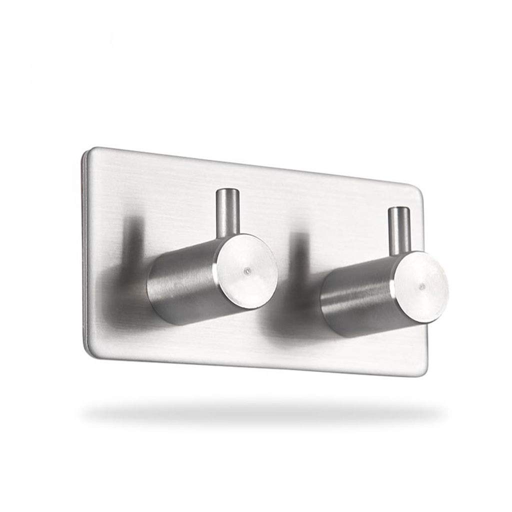 DXTFDHB Self Adhesive Hooks, Robe Hooks, Coat Hook, Brushed Finish Stainless Steel Heavy Duty Hanger for Kitchen Bathrooms Lavatory Closets