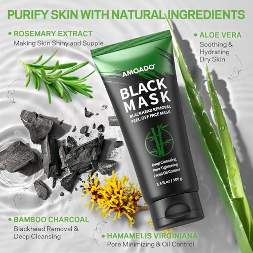 Blackhead Remover Mask, Charcoal Peel Off Face Mask Kit, (100g) Deep Pore Cleans,Oil Control, Blackheads Removal Peel Off Black Mask for Men & Women – Includes Brush,Extractor Tool - Image 4