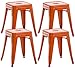 CLP Lot De 4 Tabourets Bas Armin en Métal I Siège sans Dossier Empilable I Tabouret Bas Carré Multi Usage I Charge Max. 200 kg, Couleur:Orange