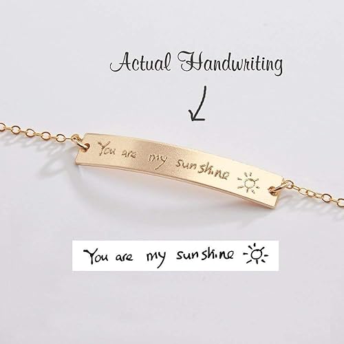 Miniatura 3 de Pulsera de escritura a mano, joyería con colgante de barra de escritura a mano, firma conmemorativa, nota escrita a mano personalizada para niños,