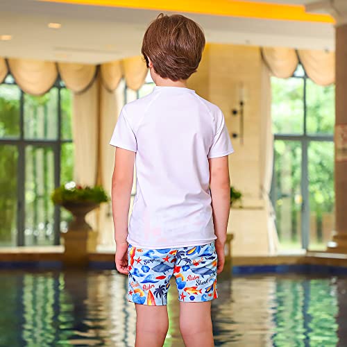 ESTAMICO Boys Short Sleeve Rash Guard Shirt Quick Dry Swimwear UPF 50+ Protection Athletic Swim Tee4