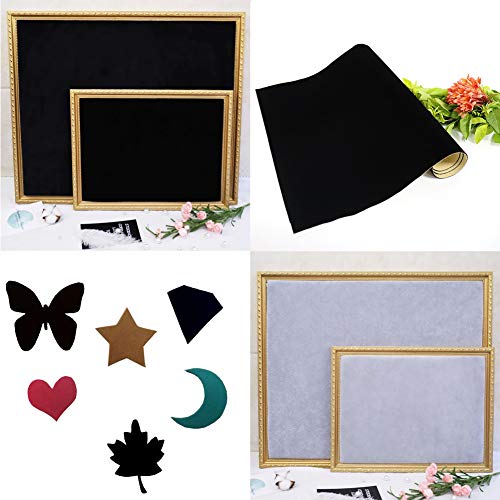 Mesheshe 2Pcs Self Adhesive Felt Fabric, Soft Velvet Drawer Liner, Diy Velvet Fabric For Art & Crafts, Jewelry Box Felt Liner, Solid Color Felt Wallpaper (14.6" X 39.4", Black) #TOP6