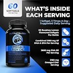 Nutratology® Omega 3 Fish Oil Supplement Triple Strength with Fatty Acids - 1200MG Fish Oil, 720 MG Omega 3 Supplements, 432MG EPA & 288MG DHA Per Softgel. Burp-less Lemon Flavour - 60 Softgels