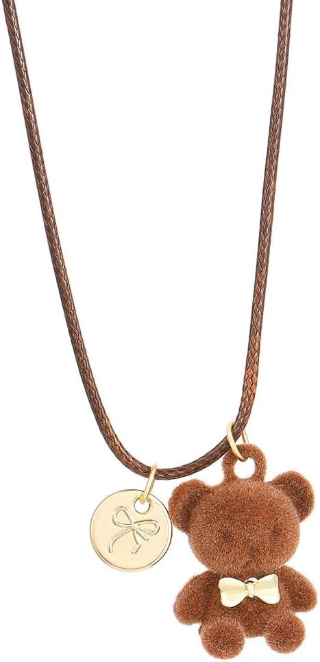 XFSRG Süße Bären Halskette für Mädchen Weiches Plüschdesign mit Goldanhänger Perfekt für Kommunion und Geburtstag Modische Kinderkette für jeden Anlass