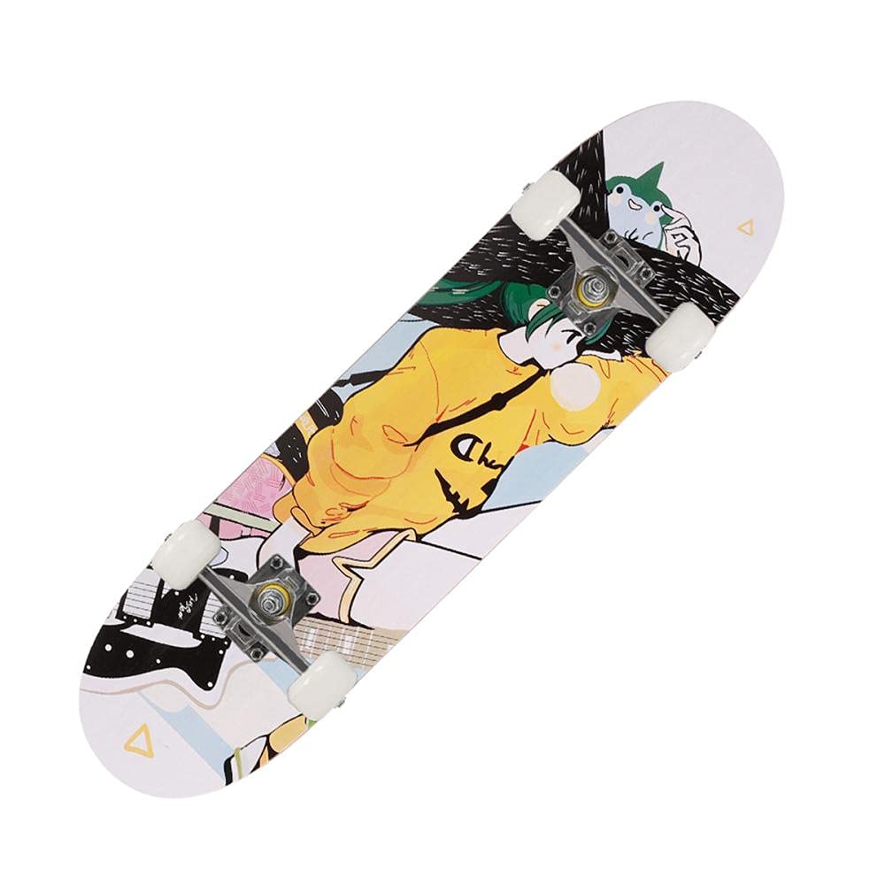 Skateboards Pro, Skateboard Complet 31 x 8 Pouces, érable Canadien à 8 Couches, Double Planche de Kick concave Cruiser Trick Skateboard pour Enfants débutants Adultes