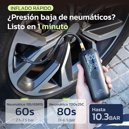Woowind Inflador Ruedas Coche, Bici y Moto, Apagado Automático, 10,3 Bar - Imagen 4