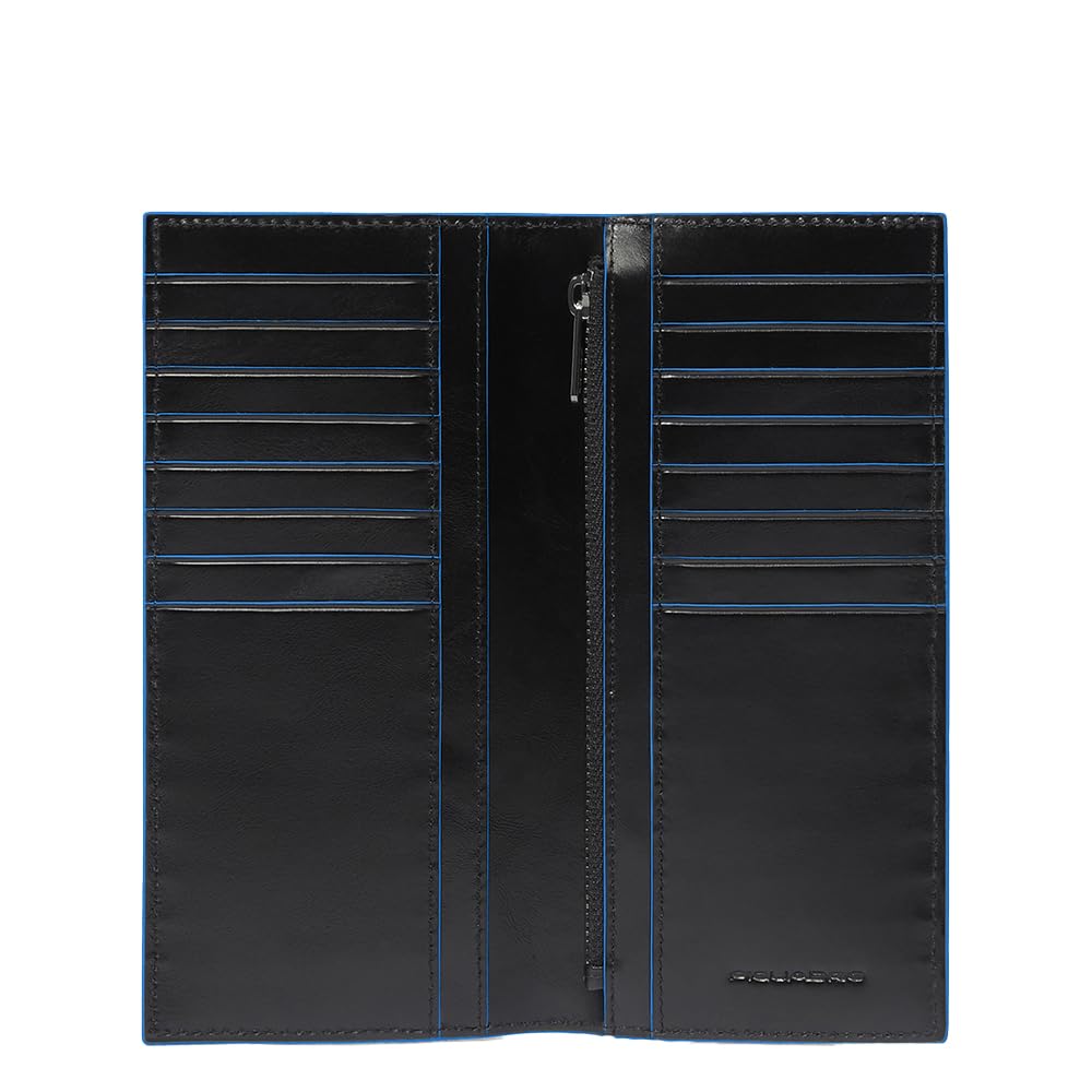 Piquadro – Cartera Vertical Grande de Cuero – Cuero Negro – Hombre
