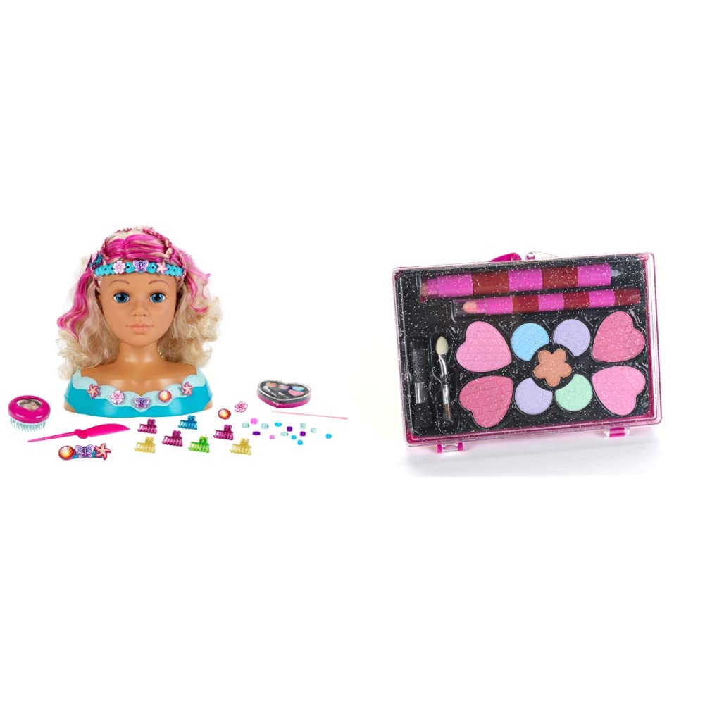 Theo Klein 5398 Princess Coralie testa per truccare e fare acconciature “Mariella” | Con make-up e accessori per capelli & 5549 Set di cosmetici Princess Coralie I Include ombretto