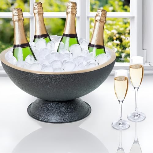 Vasque à bouteilles champagne et vin en acier inoxydable doré mat 43cm
