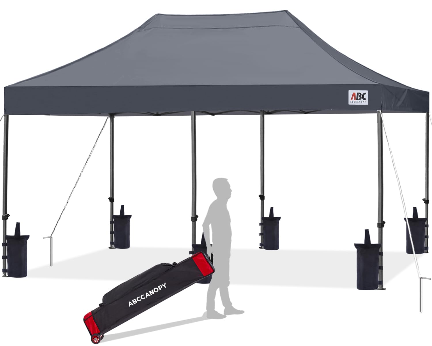 ABCCANOPY Patio Pop Up Canopy Tent 10x20 Commercial-Series (Dark Gray)