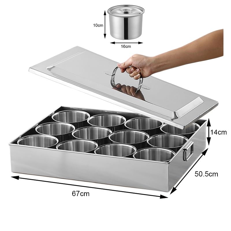 Organizador de mesa de acero inoxidable: dispensador de salsas y condimentos para la estación de llenado de pizza, incluye un asa para facilitar el acceso y un manejo eficiente