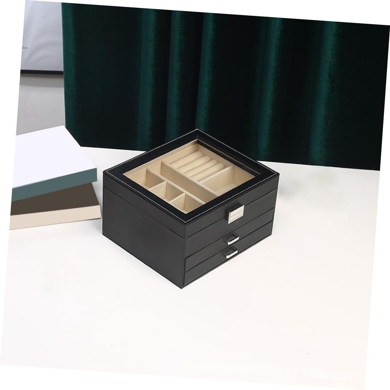 Abaodam Porta Gioielli Organizzatore per Organizzatore da Tavolo Trasparente per Gioielli per Articoli Vari Scatola Portaoggetti da Scrivania Mobiletto per Organizzatori da Scrivania