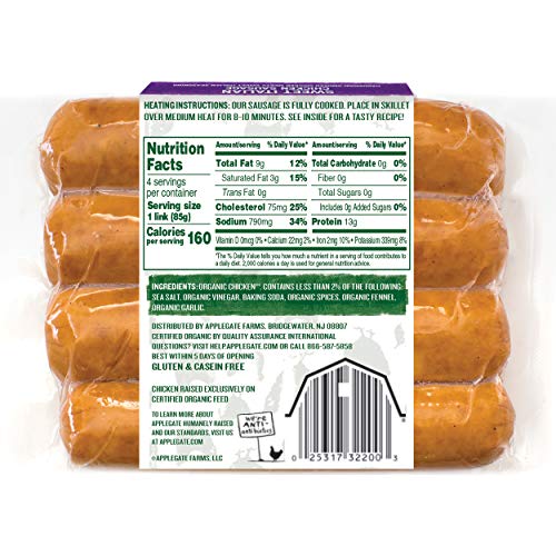 Applegate, Organic Sweet Italian Sausage, 12Oz #TOP1